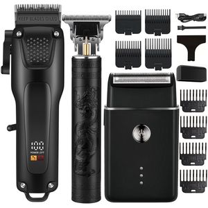 tondeus - baardtrimmer - 3-delige professionele haar- en baardverzorgingsset voor heren - Draadloze trimmers met LED-display, precisie-trimmer-set, USB-oplaadbare, voor thuis, perfecte mannencadeau