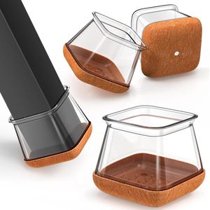 Transparante vierkante siliconen stoelbeen vloerbeschermers - 24 stuks - Stoelbeen hoezen - Meubelvoeten beschermers - Geen lawaai Geen krassen - Rubberen stoelbeen caps - Transparant - Maat L