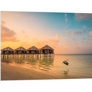 PVC Schuimplaat - Luxe Vakantieverblijven boven de Zee aan de Maledieven - 100x75 cm Foto op PVC Schuimplaat (Met Ophangsysteem)