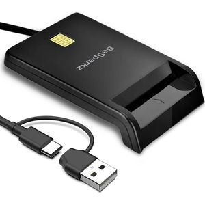 BeSparkz - eID Kaartlezer - USB A & C - Kaartlezer Identiteitskaart België - ID Card Reader