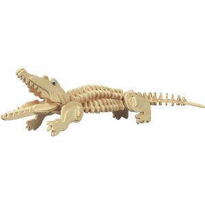 Houten Dieren 3D Puzzel Krokodil - Speelgoed Bouwpakket 23 X 18,5 X 0,3 Cm.