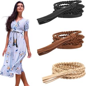 Zeynomax - Dames tailleriem met kwasten - Bohemen stijl - zwart en goud - set van 3 - 105 cm