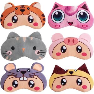 Schattig Dier Slaapmaskers - 6 Stuks Zacht Ademend Pluche Cartoon Blackout Oogmasker - Kinderen en Volwassenen - Thuis en Op Reis