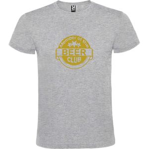 Grijs  T shirt met  "" Member of the Beer club ""print Goud size XL