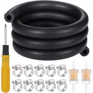 Brenzoos - Brandstofslang diameter 8mm, olieslang dieselslang 1 meter + slangklemmen en benzinefilters voor auto motorfiets scooter