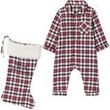 Geruit Babypakje - Rood - 2-delige Babyset - Flanel