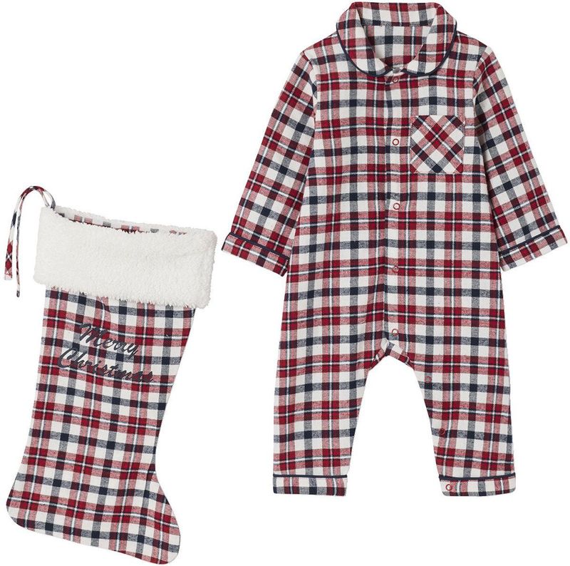 Geruit Babypakje - Rood - 2-delige Babyset - Flanel