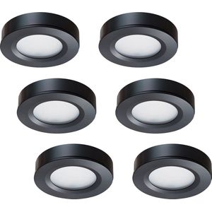 Ledisons LED-opbouwspot Adria set 6 stuks zwart dimbaar - Ø69 mm - 3 jaar garantie - 2700K (extra warm-wit) - 190 lumen - 3 Watt - IP44