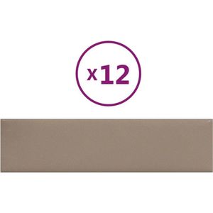 vidaXL - Wandpanelen - 12 - st - 1,08 - m² - 60x15 - cm - kunstleer - cappuccinokleurig