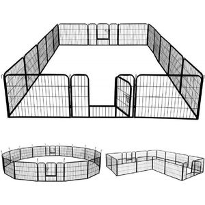 MaxxPet Puppyren - Hondenbench - Hondenren- Puppyren met 16 kennelpanelen - Staal - 80 x 100 cm