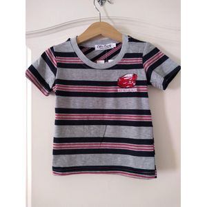 Gestreept jongens T-shirt Daniel grijs blauw rood Maat 110/116