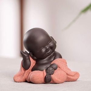 Dainty Ceramic Buddha Statue - Baby Monk Figure for Crafts and Gifts