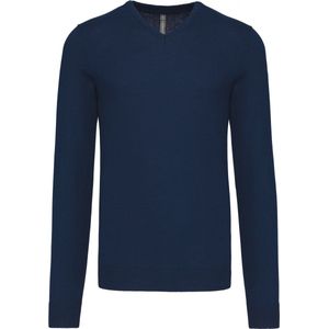 Pullover/Cardigan Heren XL Kariban V-hals Lange mouw Navy 50% Katoen, 50% Acryl