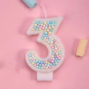 DW4Trading Verjaardagskaars 3 Balletjes met Pastelkeuren - Cijfer-kaars - Taartversiering
