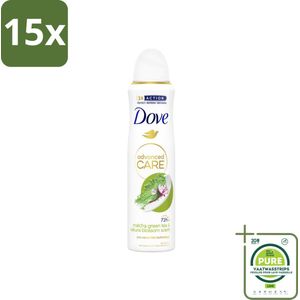 15 x Dove Deodorant Spray - Matcha & Sakura - 150 ml - Grootverpakking - Dove Deodorant - Anti-transpirant - Matcha - Sakura - Deodorant Spray