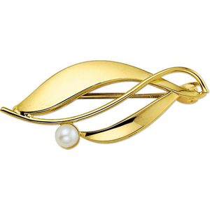 Broche - Geelgouden - Sieraad - Met Zoetwaterparel