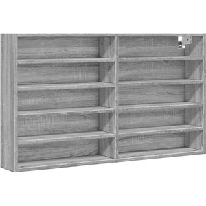 vidaXL Vitrinekast - 100x15x58 cm - Grijs Sonoma Eiken Vitrinekast - Displaykast - Zwevende Kast - Houten Kast - Grijze Kast