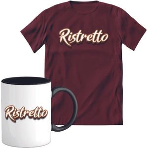 T-Shirtknaller T-Shirt met Koffiemok | Ristretto - Koffie Kleding | Heren / Dames Shirt met Mok Cadeau | Kleur rood | Maat XL