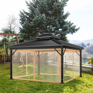 Nieuw tuinhuisje klamboe outdoor zijwand vervanging 4-panel waterdicht mo-squito-gaas - 30 x 30 cm bruin