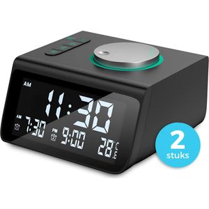 2-pack - Digitale Wekkerradio - Wekkers digitaal - Klokradio - Voor kinderen & Volwassenen - Dimbaar - Dubbel alarm