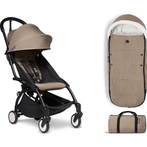 Babyzen YOYO² buggy 6+ met voetenzak - taupe met zwart frame