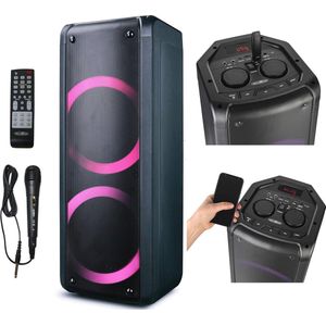 Draagbare Budabh Party-luidspreker met Karaoke en Disco LED-effect - 500 Watt, Bluetooth V5.0, Ingebouwde Batterij, Microfoon