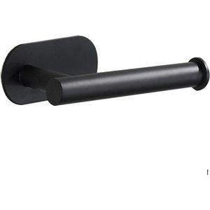 Repus - Zelfklevende Toiletpapier houder - Toiletrolhouder - Wc papier houder - Zonder te boren - Rvs - Zwart