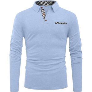Stijlvolle Poloshirts voor Heren met Lange Mouwen - Katoen & Patchwork Kraag