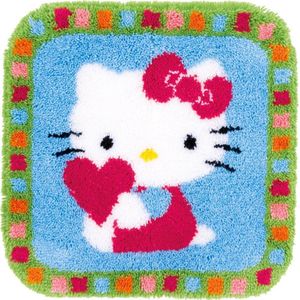 Knoopvormtapijt kit Hello Kitty met hartje - Vervaco - PN-0153808