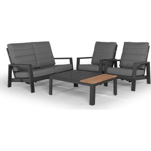 Tierra Outdoor Loungeset Queens - Aluminium Blokset - 4-delige Tuinset - Incl. Kussens