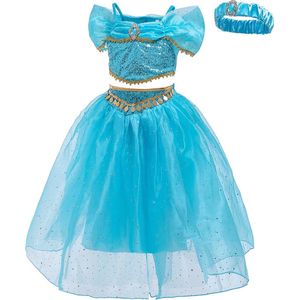Supercute Duizend en 1 nacht turquoise feest rok en topje maat 104/110