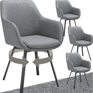 tectake® Alicon - Draaibare Eetkamerstoel - Antraciet - Gestoffeerd - Set van 4