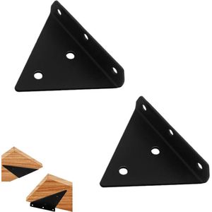 2 stuks - driehoekige plankdragers - ijzeren wandmontage beugels - stevig metaal en hout - voor woonkamer, slaapkamer, badkamer - zwart - 100×80×23mm
