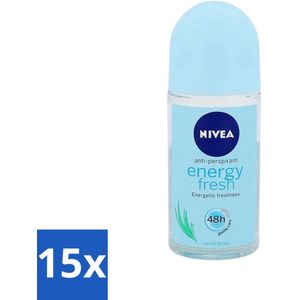 Nivea - Energy Fresh - Vrouwen Rollerdeodorant - 48 Uur Lang Werkend - 50 ml - Bulkverpakking - 15 stuks