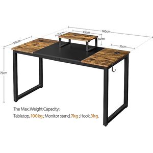 computer bureau, ruimtebesparend / Eenvoudige montage / Monitor Stand 140 x 60 x 89 cm