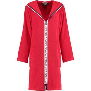 Cawö badjas met ritssluiting en capuchon (3101-203, rood) - L