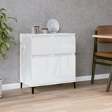 The Living Store Dressoir - Hoogglans Wit - 60 x 35 x 70 cm - Duurzaam bewerkt hout en metaal