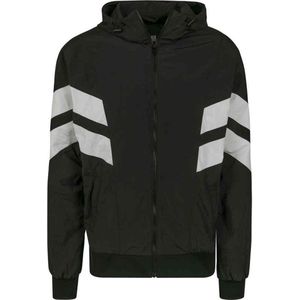 Urban Classics - Crinkle Panel Trainings jacket - 4XL - Zwart/Wit