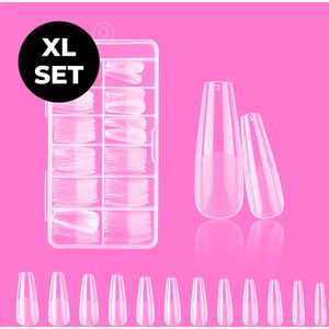 Renalux - Nageltips Ballerina - Nageltips voor Gelnagels - Nageltips Naturel - Nageltips Transparant Set - Nepnagels - Kunstnagels - Plaknagels - Press On Nails - 120 Stuks