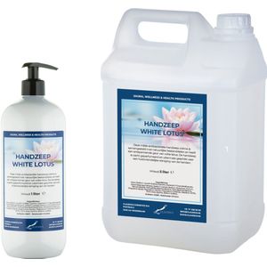 Handzeep White Lotus 1 liter met gratis pomp - hervulbaar + Jerrycan 5 liter navulling