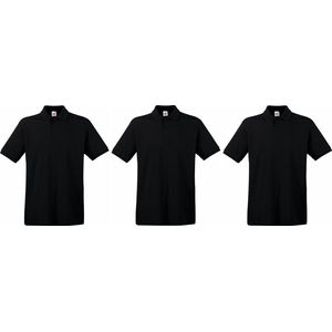 3-Pack Maat M - Zwarte poloshirts premium van katoen voor heren - katoen - 180 grams - polo t-shirts
