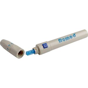 Romed pen voor bloedlancetten / prikpen Romed - Wit / blauw - 5 verschillende standen voor diepte penetratie