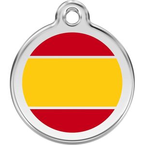 Spanish Flag roestvrijstalen hondenpenning medium/gemiddeld dia. 3 cm RedDingo