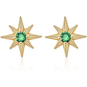 Oorstekers - goudkleurig - ster oorbellen - groen - dames - cadeau voor vrouw - Liefs Jade