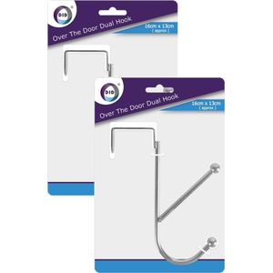 8x stuks deurhangers met dubbele kapstokhaak RVS 16 x 13 cm - Ruimtebesparende ophanghaken