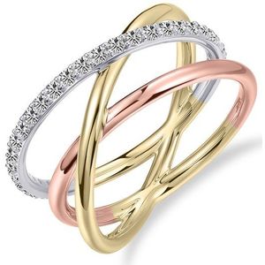 Gisser Jewels Goud Ring Goud VTR054 - VTR054-52 - Sieraad - 14 Karaat Goud - Goud/Rosé goud/Witgoud goud