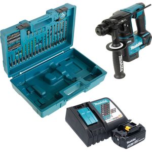 Makita DHR 171 RM1X3 accu boormachine 18 V 1,2 J SDS-Plus Brushless + 1x oplaadbare accu 4.0 Ah + lader + 65-delige accessoireset + koffer