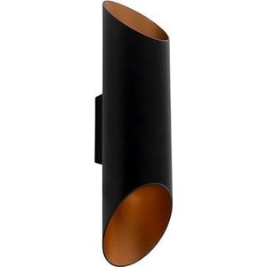 QAZQA organa - Moderne Wandlamp Up Down voor binnen - 2 lichts - D 11.4 cm - Zwart Goud - Woonkamer | Slaapkamer | Keuken