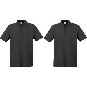 2-Pack maat 2XL donkergrijs polo shirt premium van katoen voor heren - Polo t-shirts voor heren