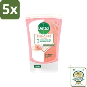5 x Dettol - Wasgel Navulling - Skincare - Rozenwater & Sheaboter - 250 ml - Grootverpakking - Handen Wassen - Antibacterieel - Hygiëne - Handzeep - Wasgel